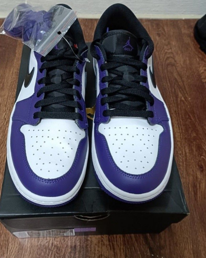 Air Jordan 1 white black purple court Men s Fashion Footwear