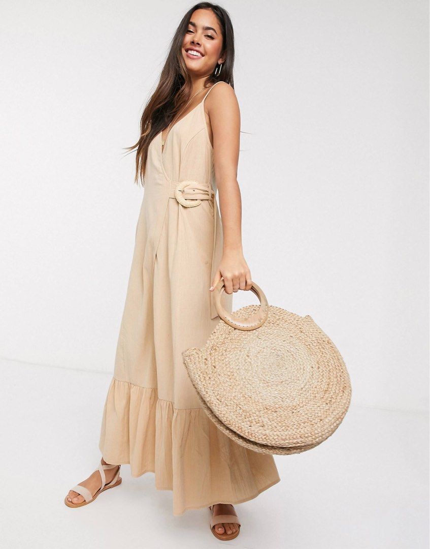 Cami wrap maxi deals dress with tie waist