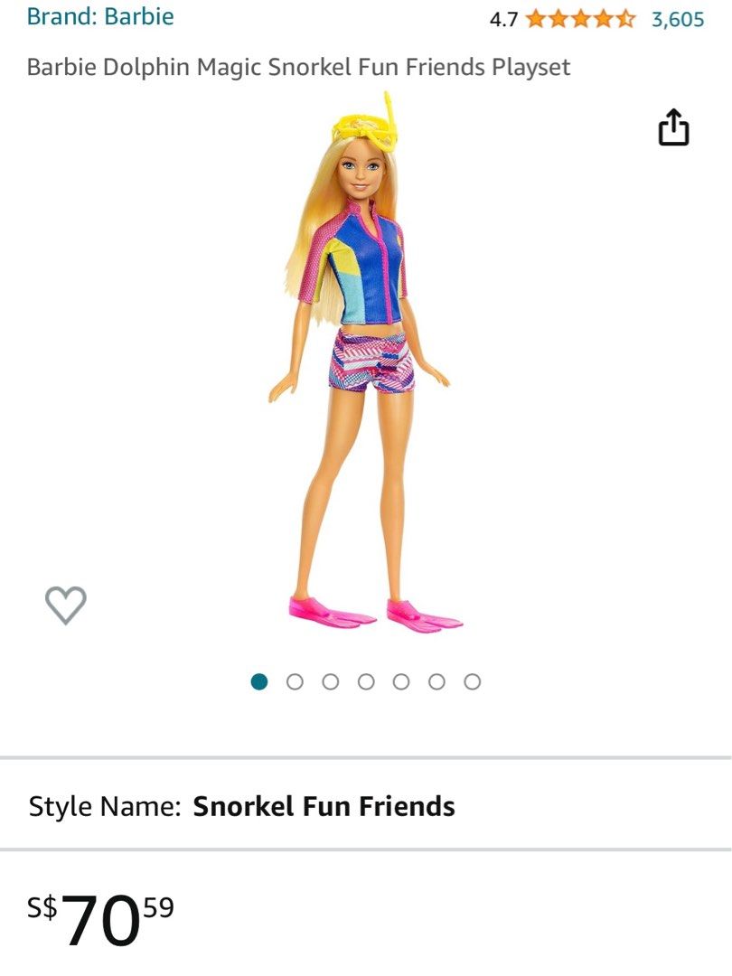 Barbie dolphin magic top snorkel fun friends playset