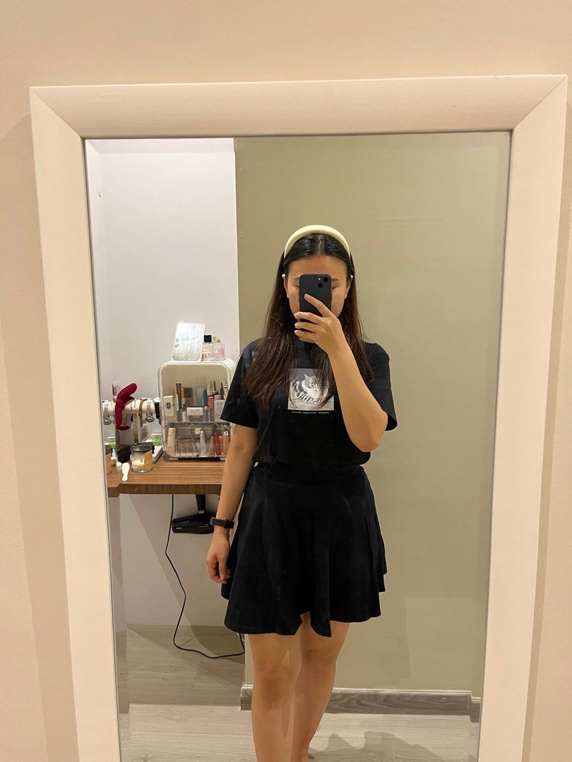 Black a line cotton skirt hot sale