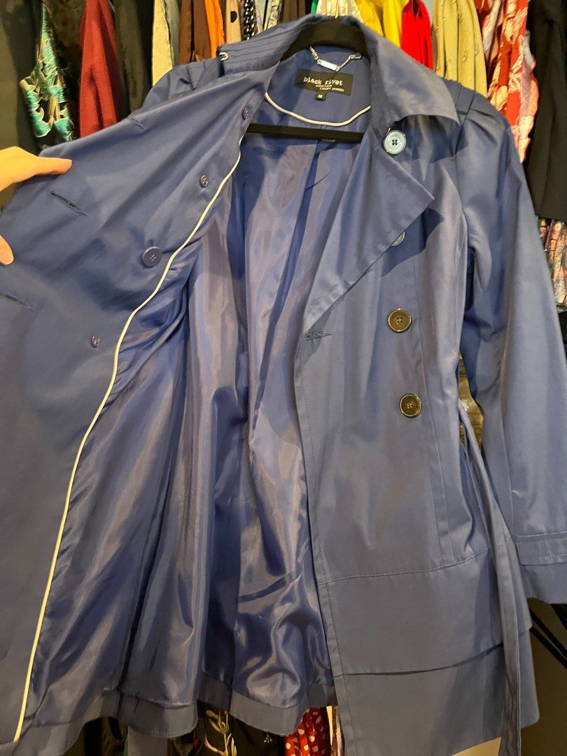 Black rivet raincoat discount