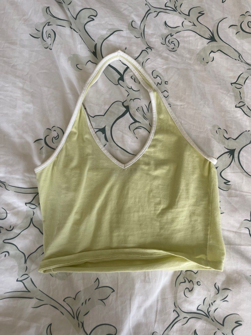 brandy melville green white outline alexis halter, Women's Fashion, Tops,  Shirts on Carousell