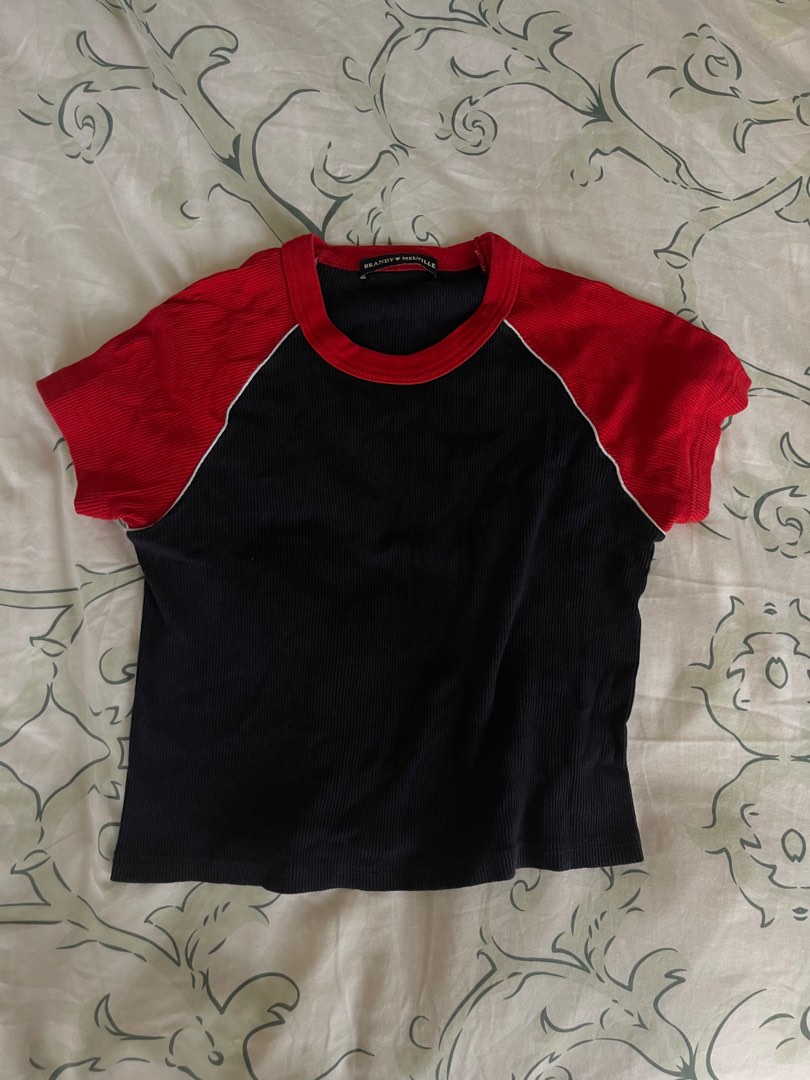 brandy melville red black bella top, Women's Fashion, Tops, Shirts