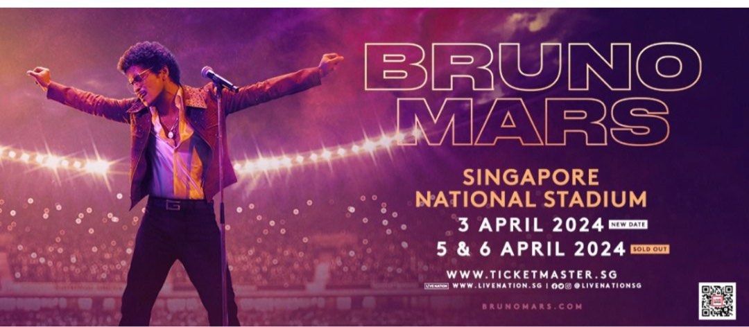 Bruno Mars General Standing 03Apr 2024 1st Night, Tickets & Vouchers