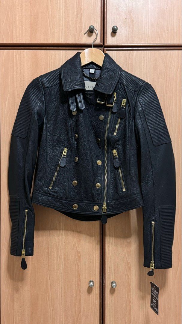 Burberry brit leather shop jacket womens