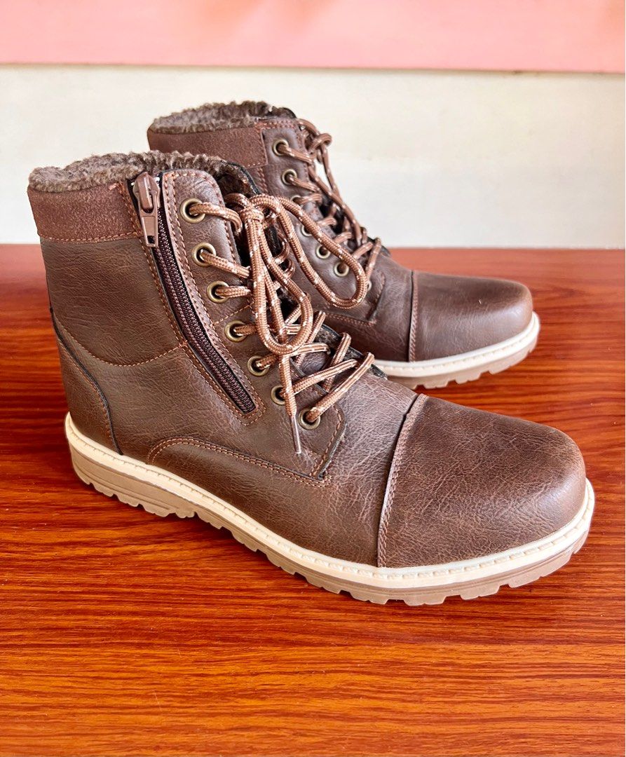 Burton Men s Brown Lined Side Zip and Lace Up Ankle Boots size 8 26 cm