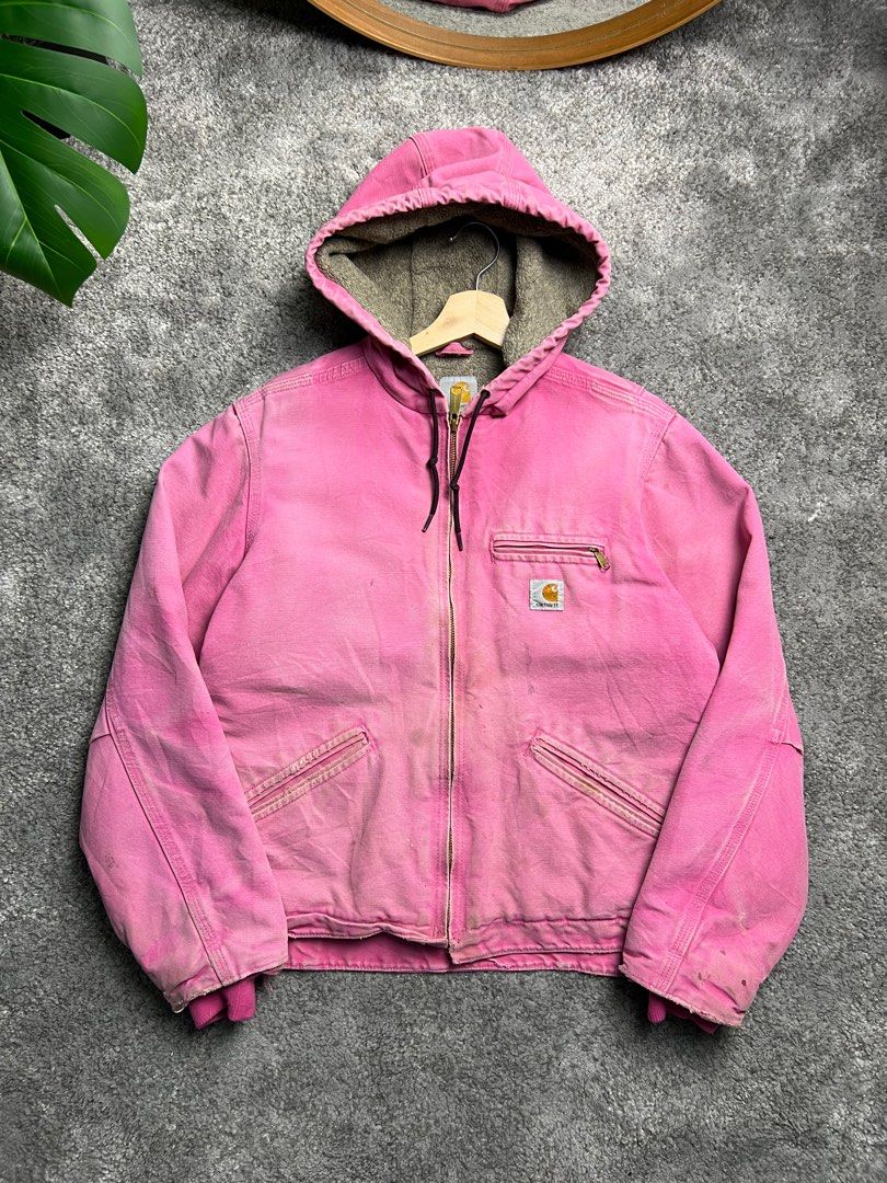 Carhartt Active Hooded Pink Jacket Women s Fashion Activewear on Carousell