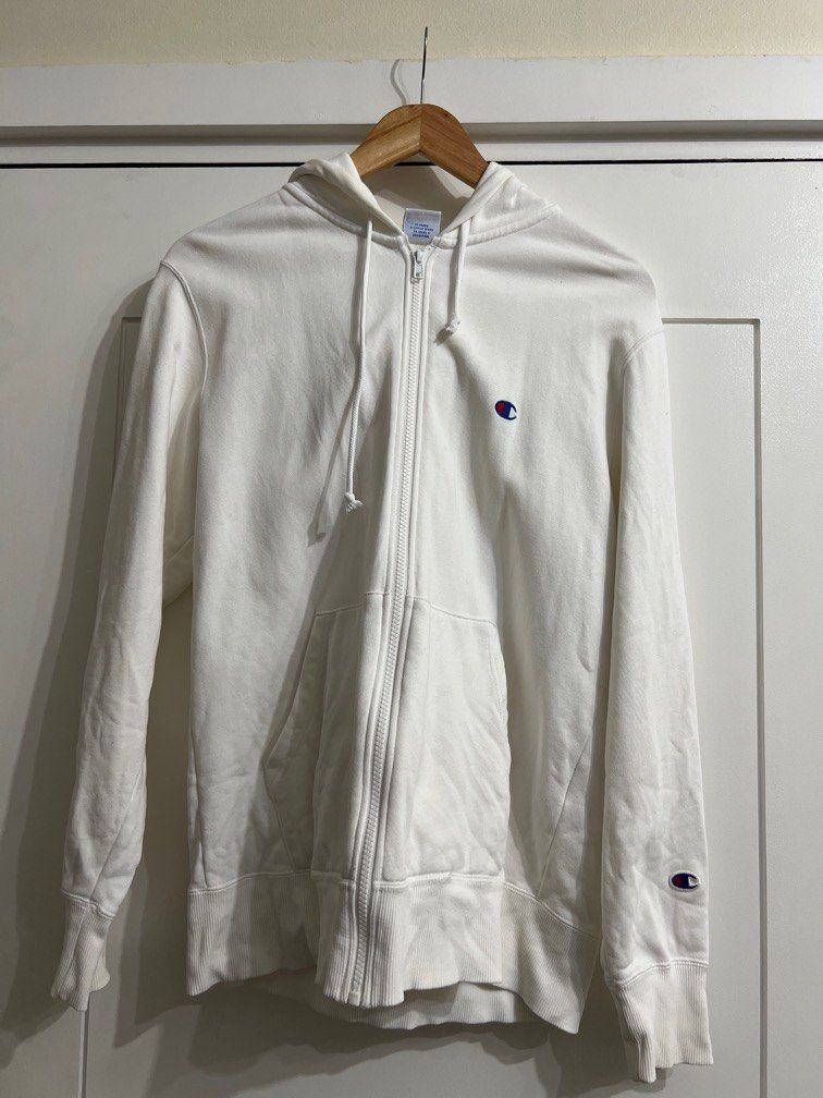 White zip up hoodie champion 2025