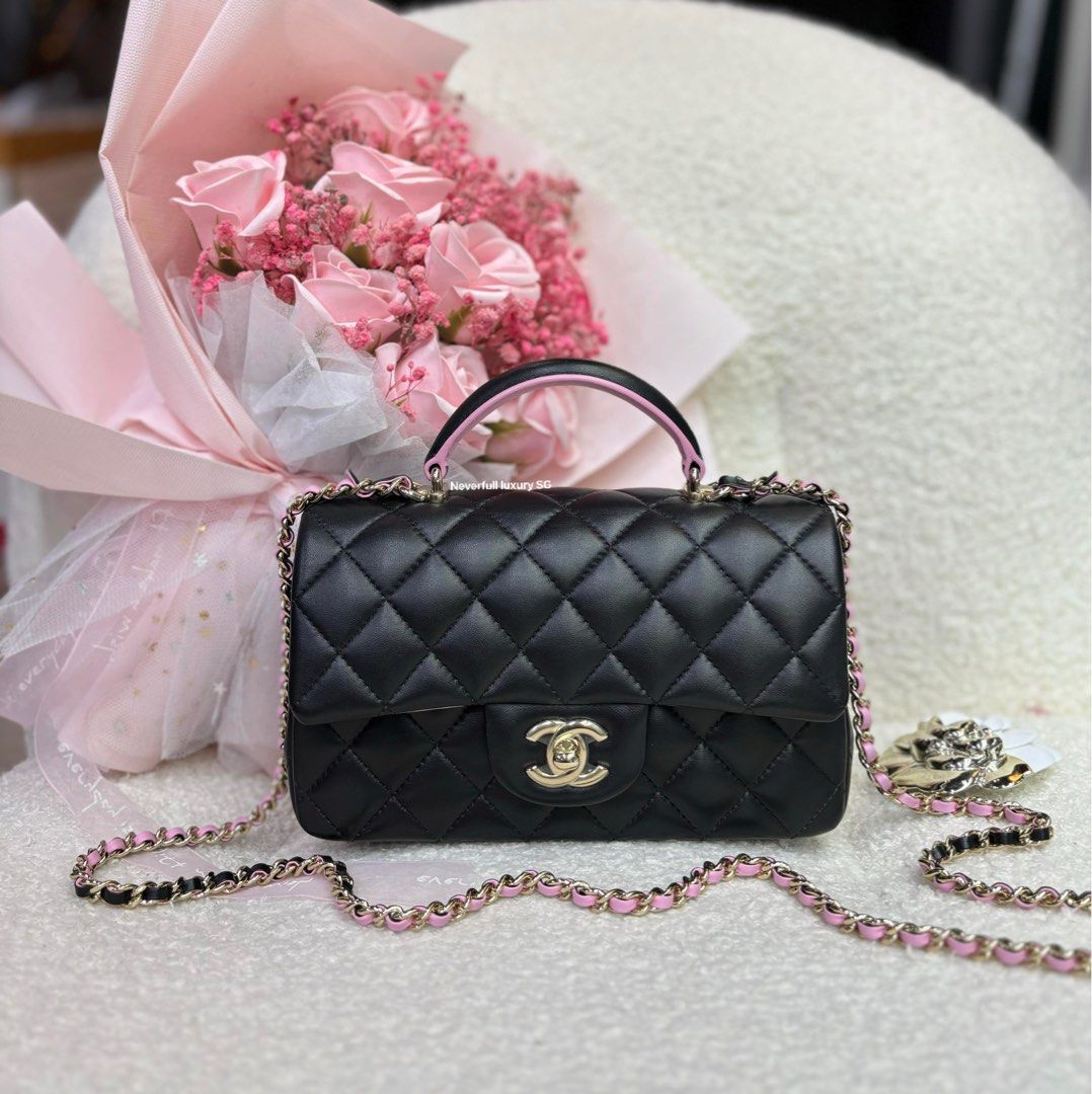 Chanel Top Handle Quilted Mini Vanity Rectangular Black Lambskin –  ＬＯＶＥＬＯＴＳＬＵＸＵＲＹ