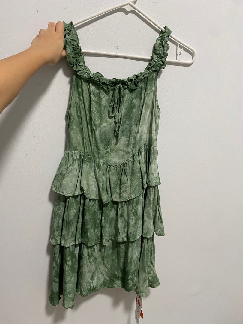 Ruffled Tie-Dye Single Shoulder Mini Dress main image 1