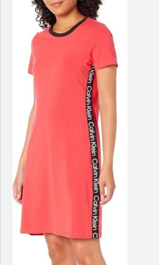 CK Baby Terry Womens Short Sleeve Side Logo Tape Dress Women s