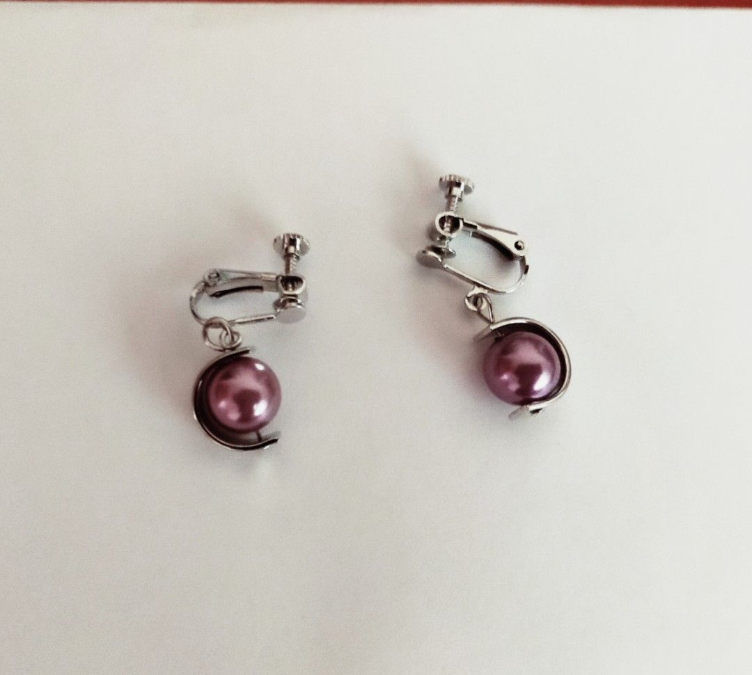 Purple clip earrings sale