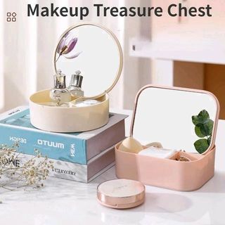 Creative Portable Makeup Storage Box With Locker Vanity Mirror Jewelry Storage Box Bedroom Dresser