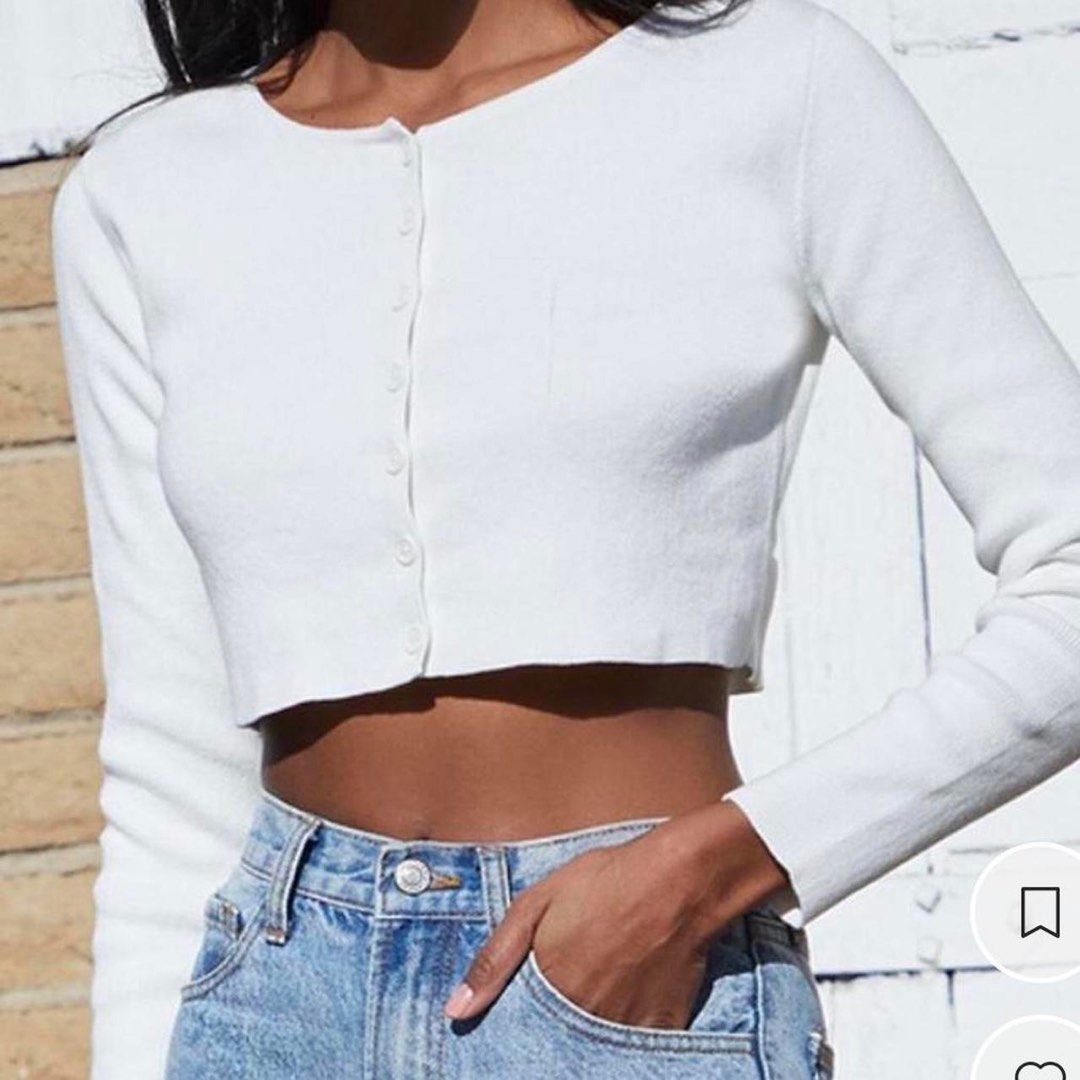 cropped white cardigan