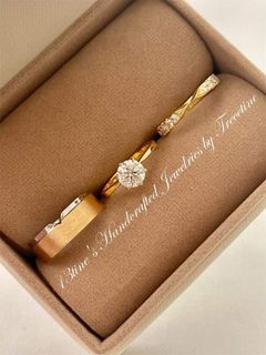 Customized 18K Yellow Gold Partner/Couple/Wedding Rings Set