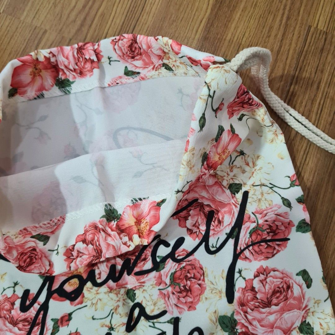 Floral drawstring bag deals