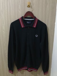Fred Perry Twin Tipped Knitted Polo Black Cardigan