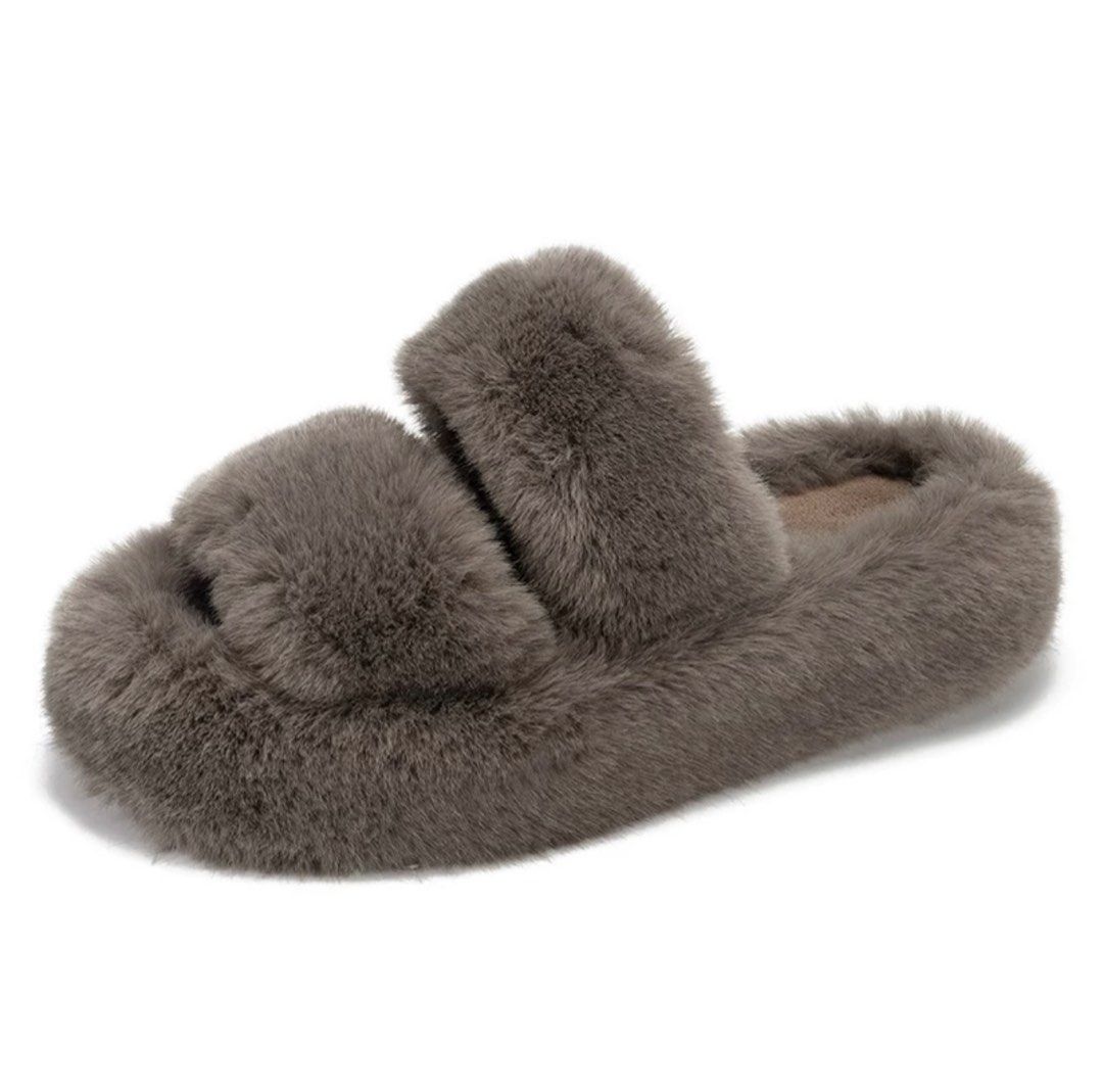 Furry Slip Shoes Slides Thick Fur Slippers Women s Fashion