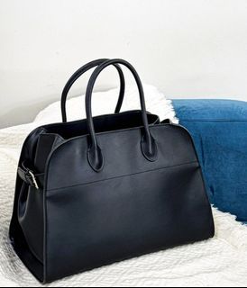 Good as New! The Row Margaux Style Smooth Black Leather Weekender and Carryall Bag