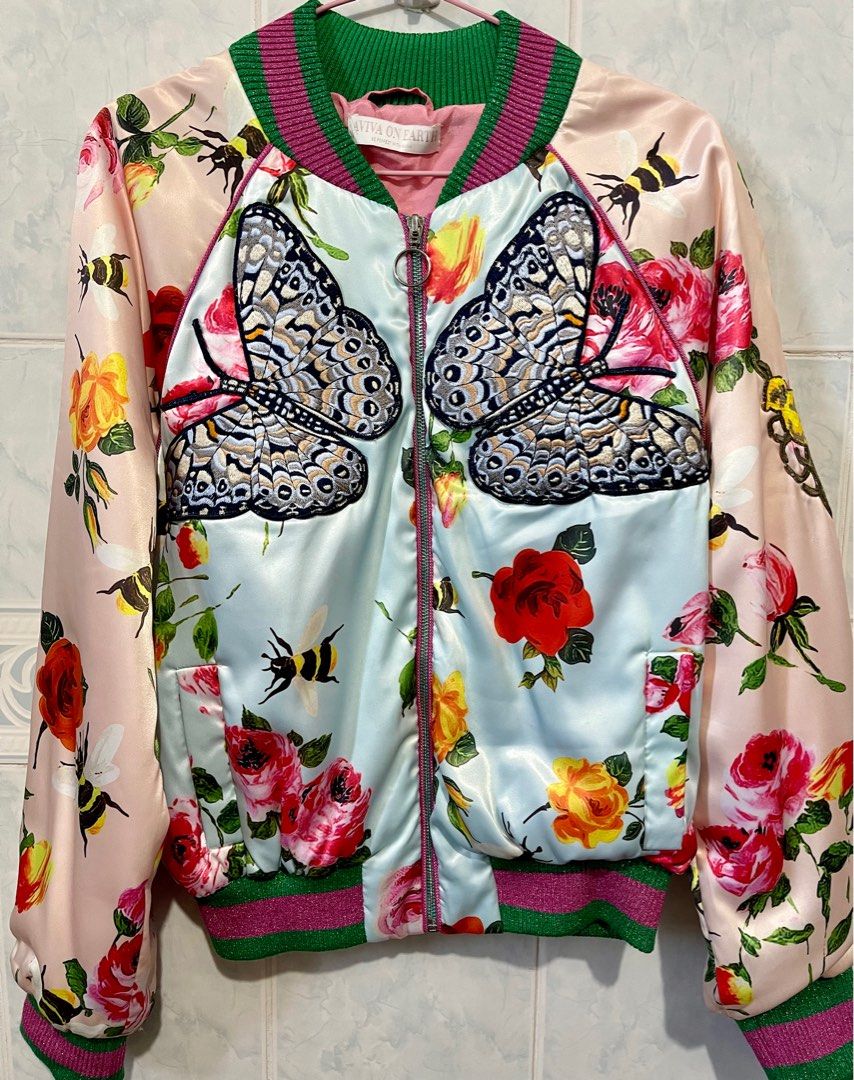 Gucci inspired bomber jacket new arrivals