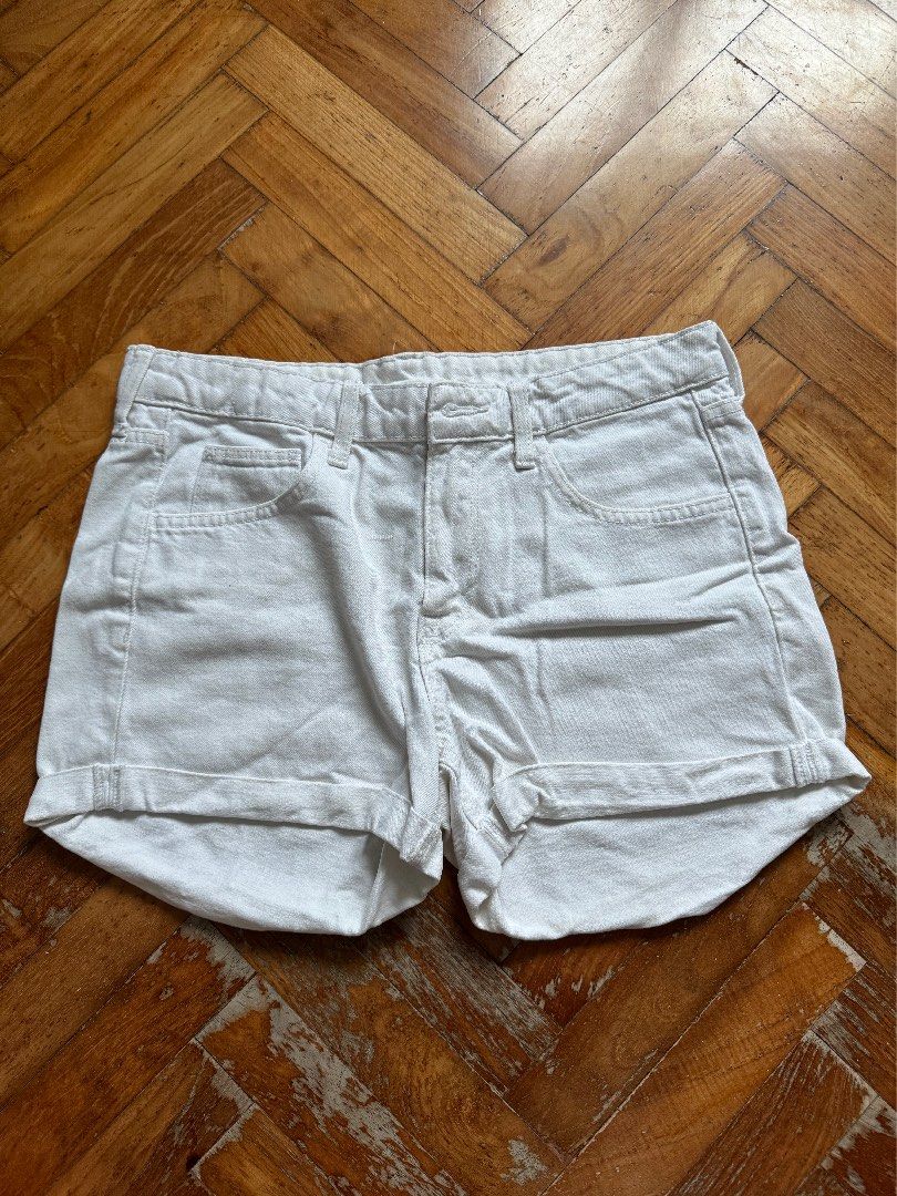 White denim shorts h&m top