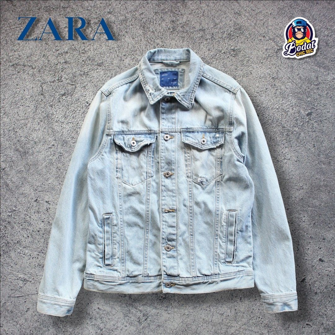 Jaket Trucker Denim jeans Zara Man Ripped