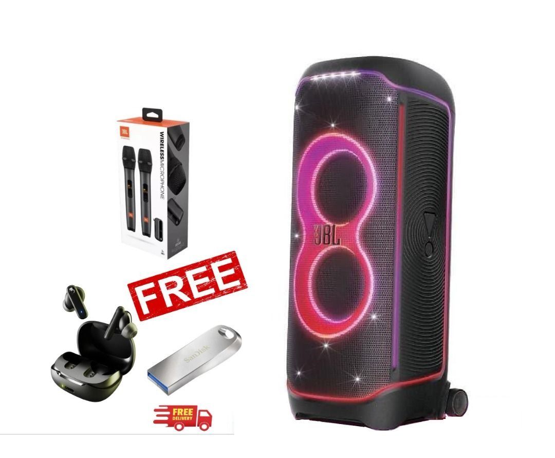 JBL PartyBox Ultimate  Massive party speaker with powerful sound,  multi-dimensional lightshow, and splashproof design.