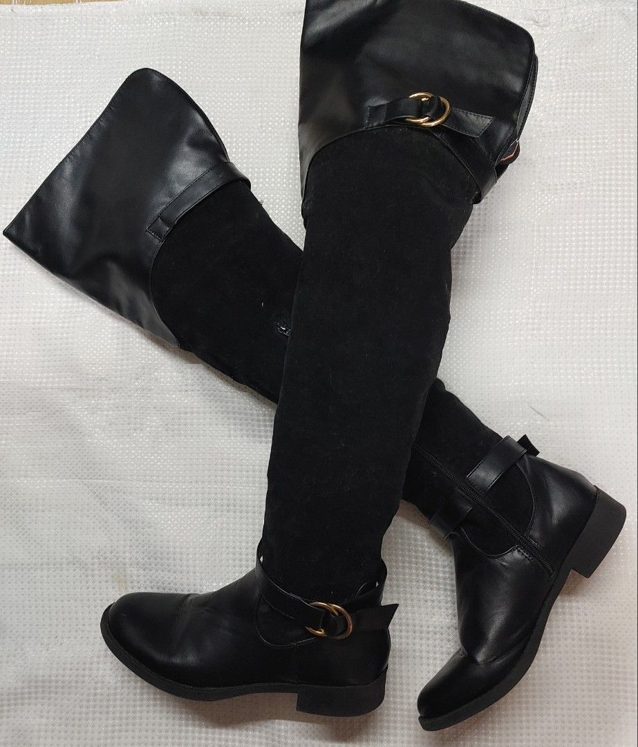Shoedazzle black thigh high boots hot sale