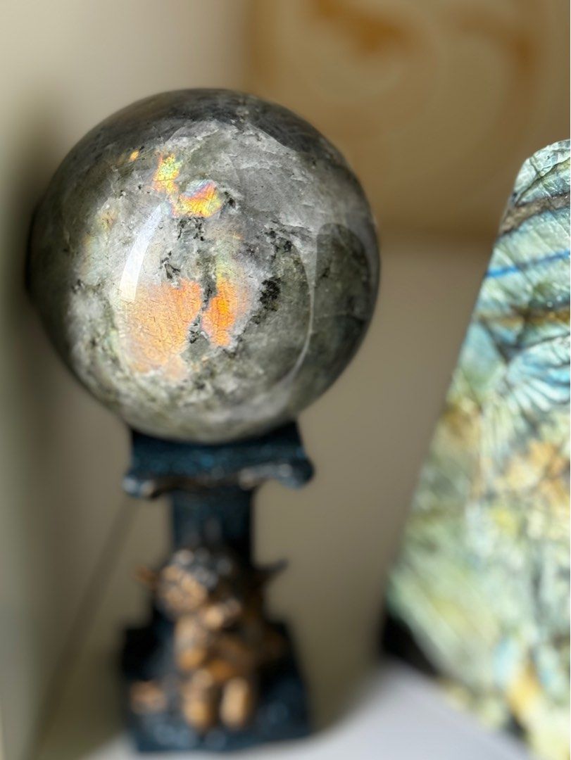 LABRADORITE gemstone carving - SPHERE and PRAYING ANGEL (Category: Precious Stones) located in Quezon City. Submitted by g1rlsc0ut21 (Listing ID 1281815738, Image 3). Description: CAN BUY AS BUNDLE DEAL (DM for inquiries) CAN BUY SEPARATELY (price list below) ₱2,800 - ₱4,450 only! labradorite sphere (with colorful splash) AND blue angel sphere stand - ₱2,800 labradorite gemstone with praying angel carving (solid, heavy, almost 1.4 kilos) - ₱4,450