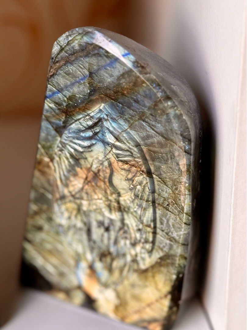 LABRADORITE gemstone carving - SPHERE and PRAYING ANGEL (Category: Precious Stones) located in Quezon City. Submitted by g1rlsc0ut21 (Listing ID 1281815738, Image 2). Description: CAN BUY AS BUNDLE DEAL (DM for inquiries) CAN BUY SEPARATELY (price list below) ₱2,800 - ₱4,450 only! labradorite sphere (with colorful splash) AND blue angel sphere stand - ₱2,800 labradorite gemstone with praying angel carving (solid, heavy, almost 1.4 kilos) - ₱4,450