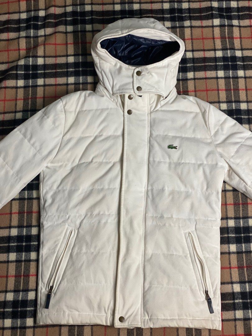 White lacoste shop puffer jacket