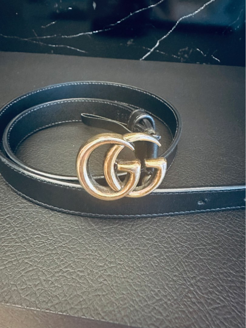 LEATHER BELT WITH DOUBLE G BUCKLE Women s Fashion Watches