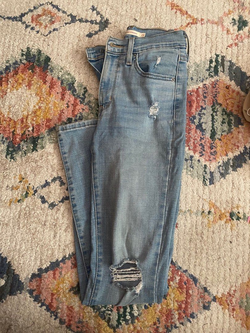 Levi s High Rise Straight Jeans Size 24 Women s Fashion