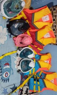 Life jackets and snorkeling gears kids