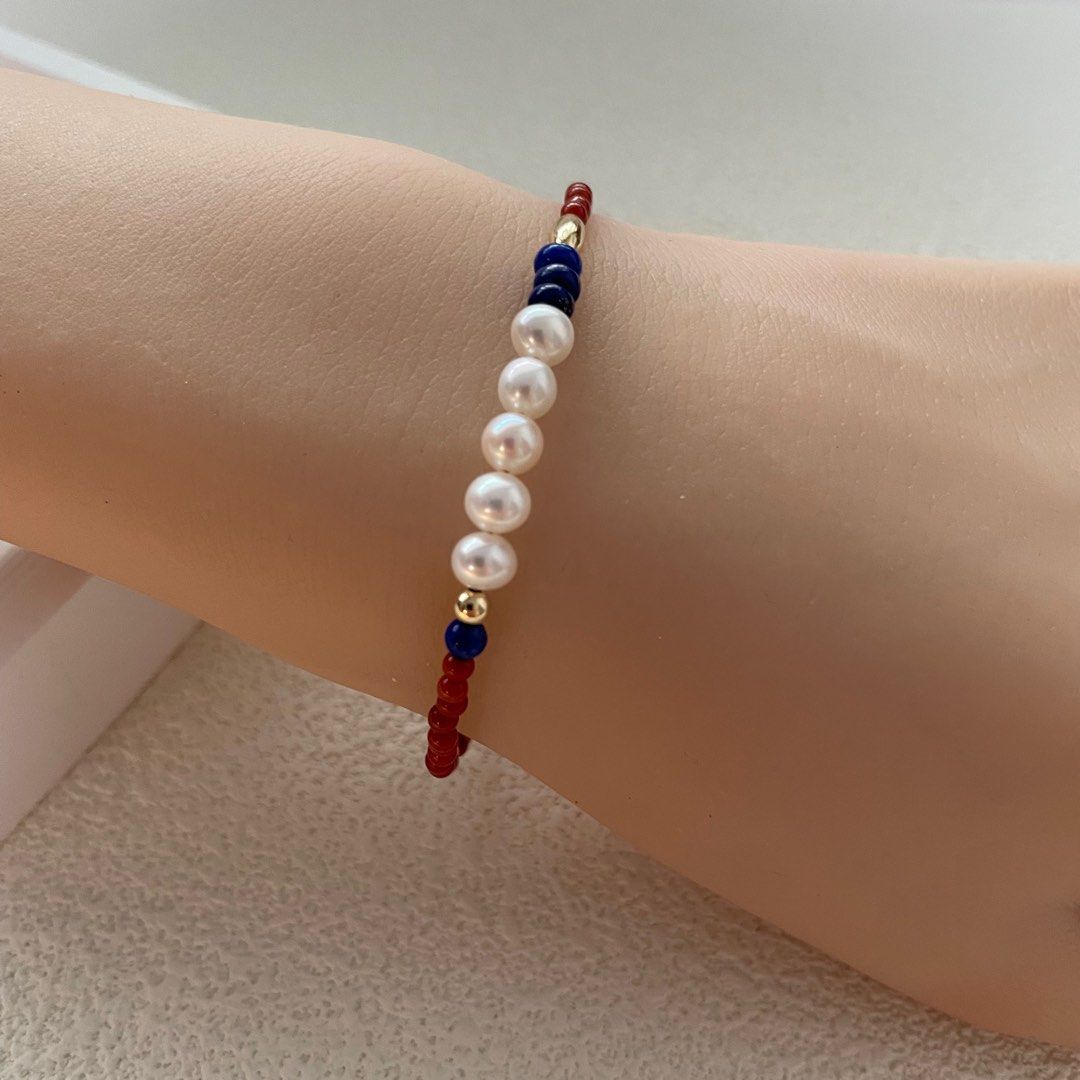Red freshwater cheap pearls