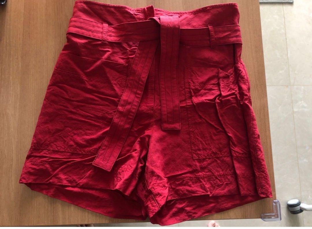 Mango Red Linen Shorts Women s Fashion Bottoms Shorts on Carousell