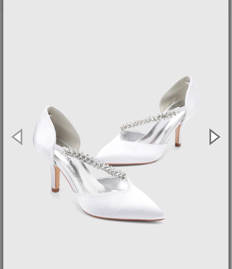 Silver satin outlet wedding shoes