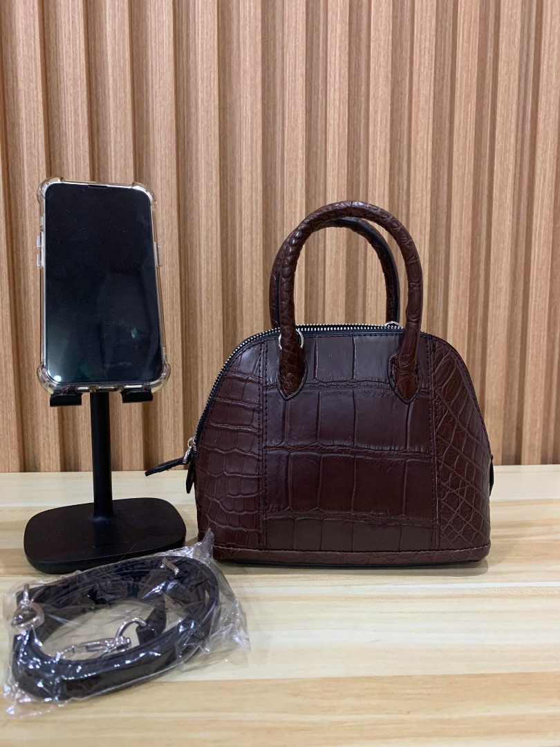 mini shell hand/sling bag in genuine crocodile tummy leather, Women's ...