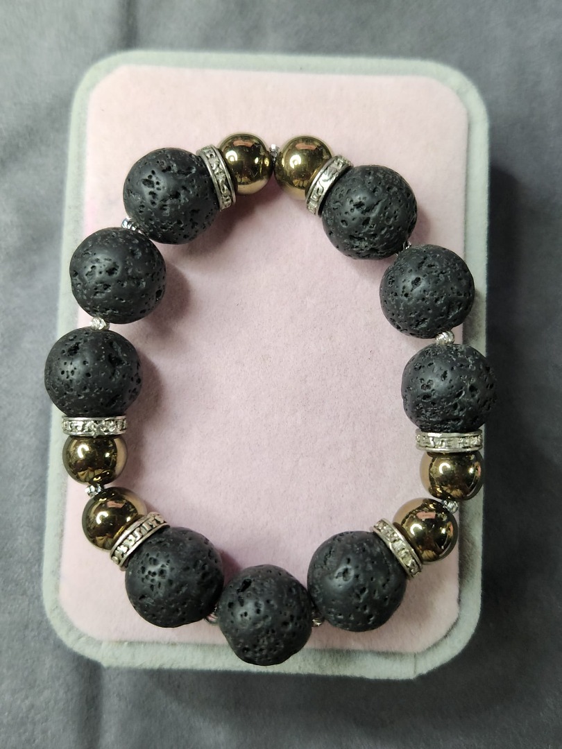 Real lava top stone bracelet