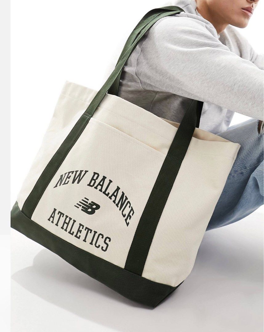 New Balance Athletics Tote Bag in Off white and Green