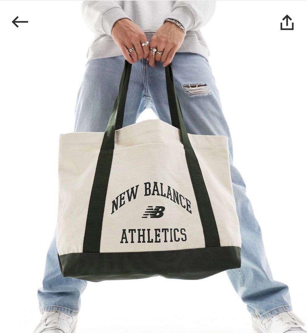 New Balance Athletics Tote Bag in Off white and Green Women s Fashion Bags Wallets Tote Bags on Carousell
