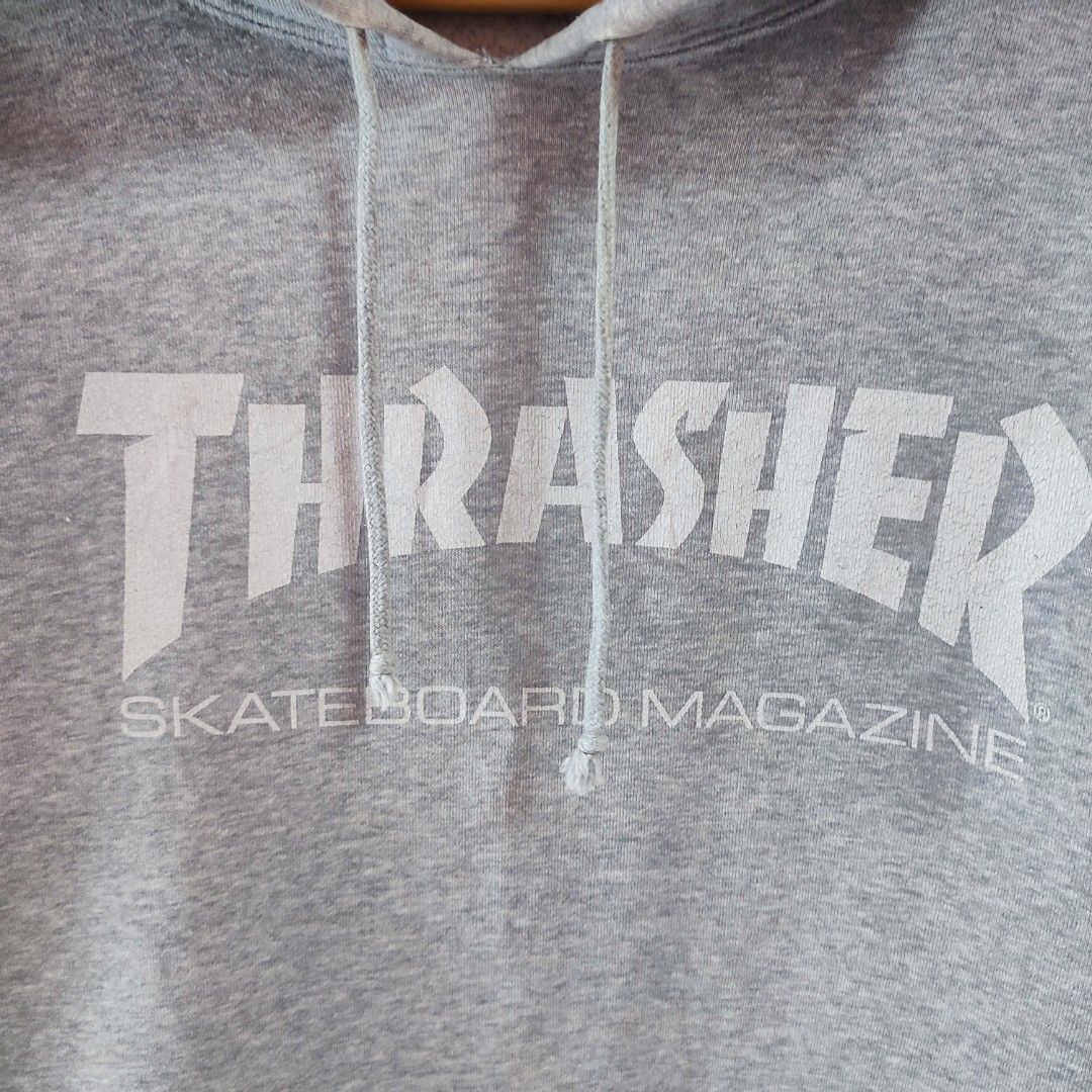Thrasher silver flame logo grey tie dye pullover hoodie hot sale
