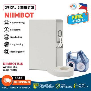 NIIMBOT B18 Label Printer Portable Label Maker with Black Ribbon Cartridge and White Labels, Support Multi-Color Printing, Label Maker Machine for Logo Barcode Price Tag Name Home Office School Kitchen Organizing Medicine Business Equipment - VMI Direct