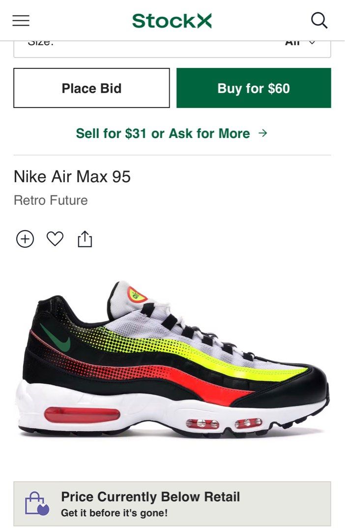 Nike Air Max 95 Retro Future Fesyen Pria Sepatu Sneakers di Carousell