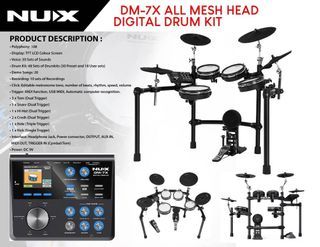 NUX DM7X Professional Digital Drum Set with All Mesh Heads