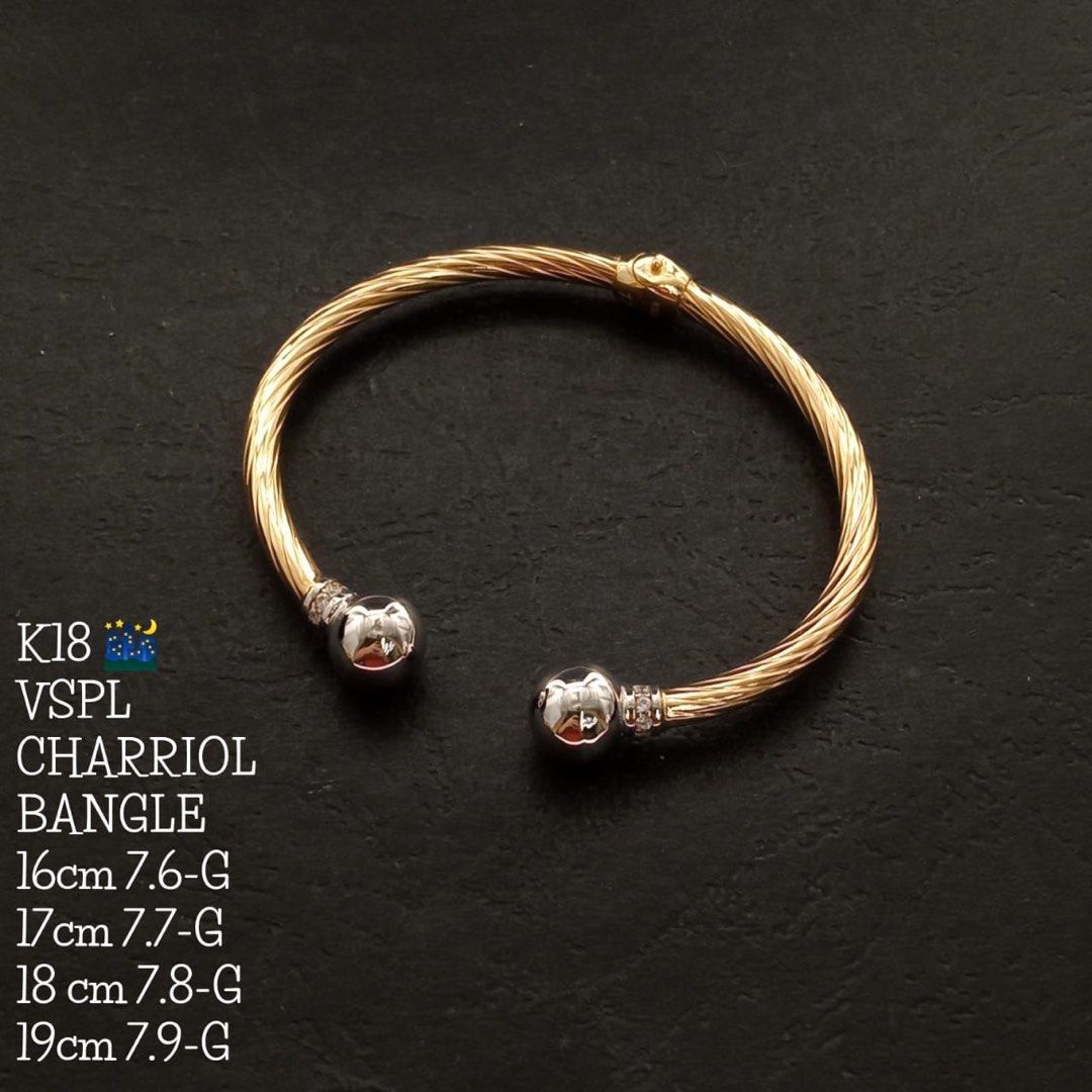 Open Charriol Bangle (Category: Bracelets) located in Manila. Submitted by blggold (Listing ID 1281966107, Image 3). Description: Gcash Or BDO Bank Transfer. Payment first before we release the Gold in Our Shop then We can send it to Your Address. Pls take note prices per gram are different for each photo. No rush it depends upon the availability of the Gold and schedule of shipment. We can send International FedEx/DHL. Thank You!.