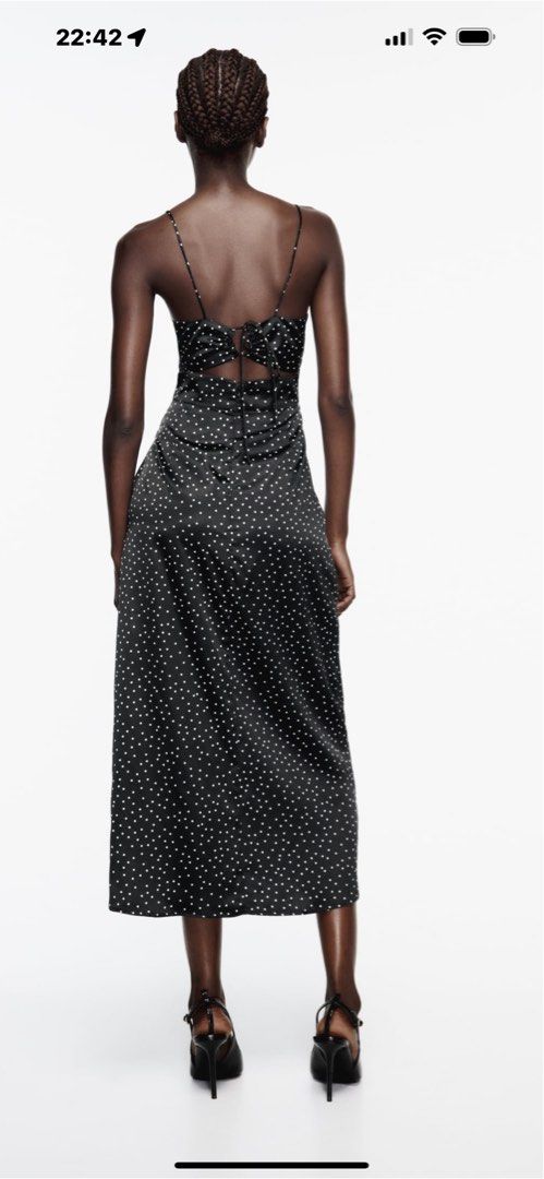 ORIGINAL ZARA polka dot midi silk dress