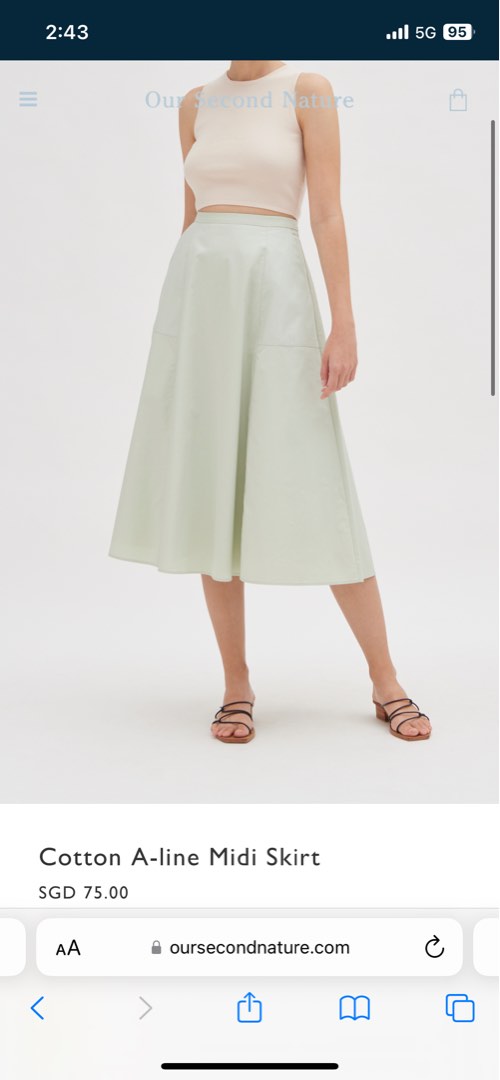 Cotton A-line Midi Skirt