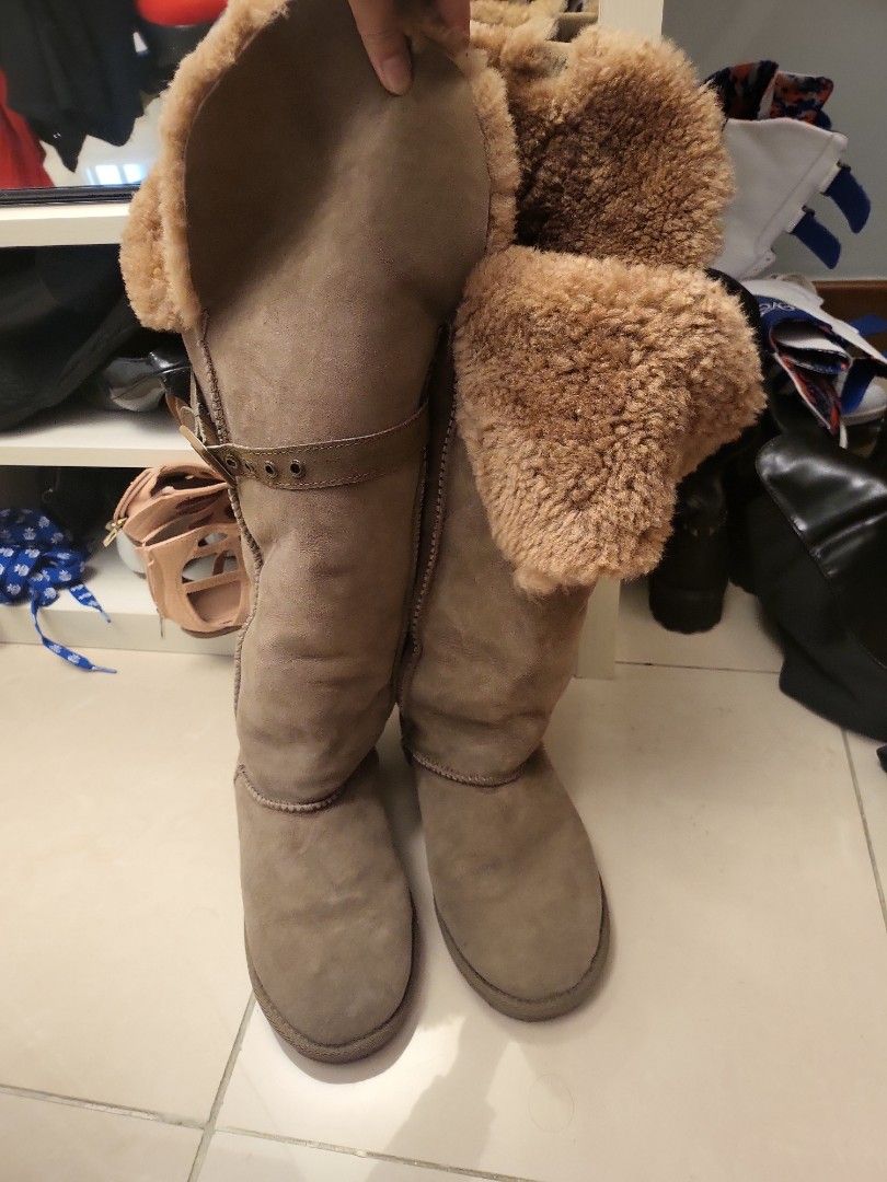 Thigh high ugg boots with fur top