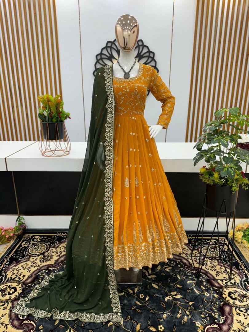 Party Wear Embroidery Sequence Work Suit Set Women s Fashion